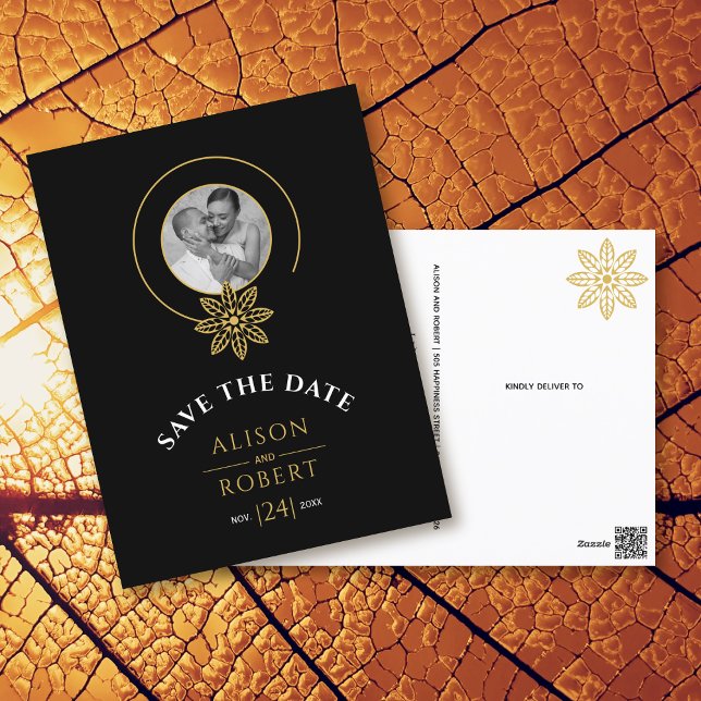 Cartão Postal Moldura e iniciais inspiradas na joia Salvar a dat (Criador carregado)