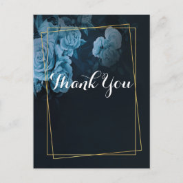 Cartão Postal Moldura Geométrica Dourada Chic Simples Obrigada