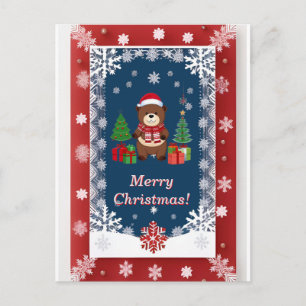Cartão Postal Moldura Nevada de Natal Festivo