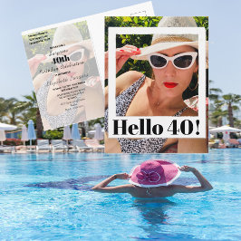 Cartão Postal Moldura para Fotos de Aniversário de 40 Anos Moder