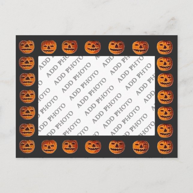 Cartão Postal Moldura Vintage de Abóbora de Halloween (Frente)