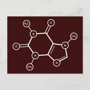 Cartão Postal molécula de café (personalizável por cor)