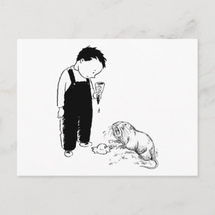 Cartão Postal Moles Irritados Comem Sorvete Também