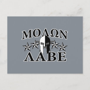 Cartão Postal Molon Labe Guerreiro Espartano 5 estrelas Preto Br