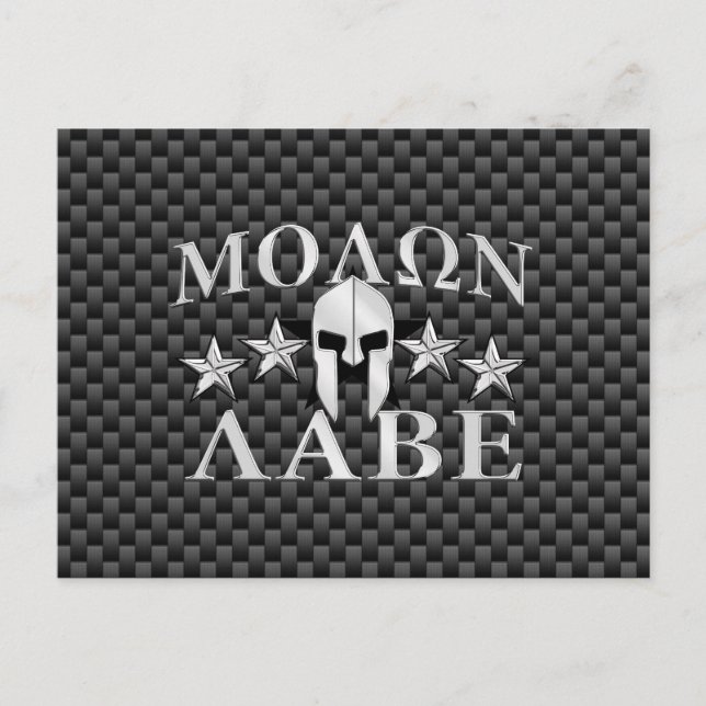 Cartão Postal Molon Labe Spartan Warrior 5 estrelas Carbono (Frente)