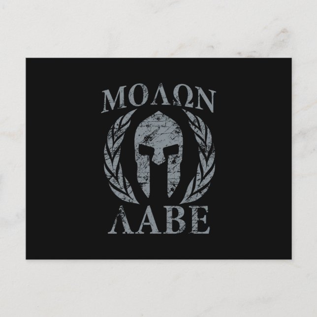 Cartão Postal Molon Labe Spartan Warrior Laurels (Frente)