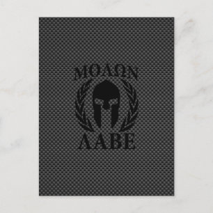 Cartão Postal Molon Labe Warrior Laurels sobre Carbono Negro