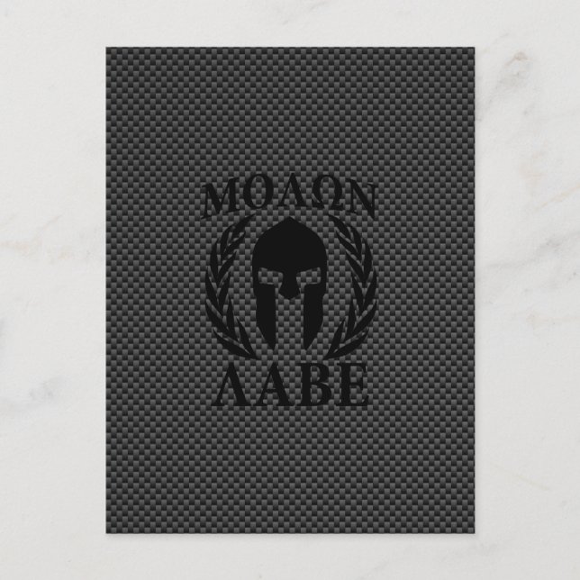 Cartão Postal Molon Labe Warrior Laurels sobre Carbono Negro (Frente)