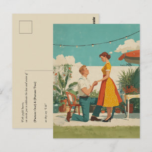 Cartão Postal Momento de Proposta de Jardim Vintage