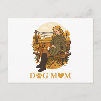 Cartão Postal Momento de união aconchegante da mãe de cachorro c