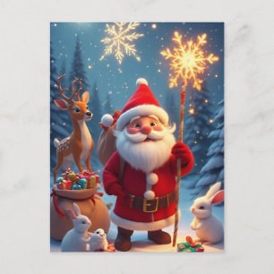 Cartão Postal 🎄 Momento Mágico do Floco de Neve do Papai Noel ❄
