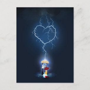 Cartão Postal Momento Romântico "Lovainck" sob um guarda-chuva