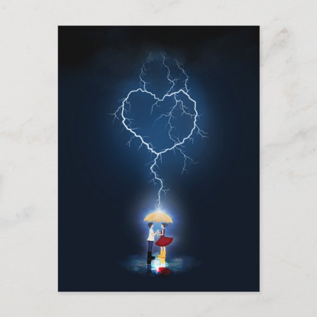 Cartão Postal Momento Romântico "Lovainck" sob um guarda-chuva (Frente)