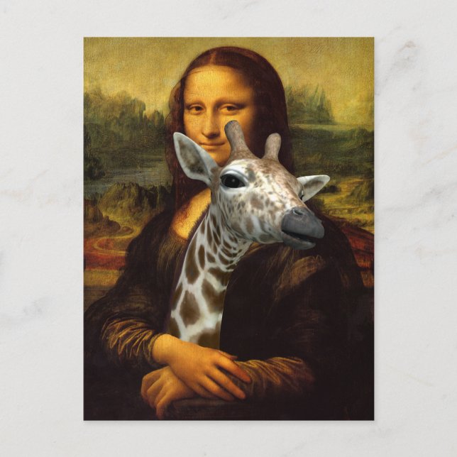 Cartão Postal Mona Lisa Ama Muito Girafas (Frente)