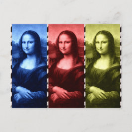 Cartão Postal Mona Lisa Animal Imprime Cores Primárias