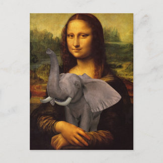 Cartão Postal Mona Lisa Apoia A Consciência Elefante