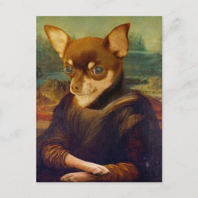 Cartão Postal Mona Lisa Chihuahua - Gioconda Chihuahua Carteira (Frente)