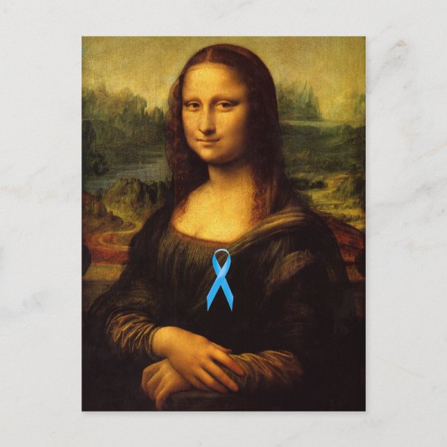 Cartão Postal Mona Lisa Com Fita Azul (Frente)