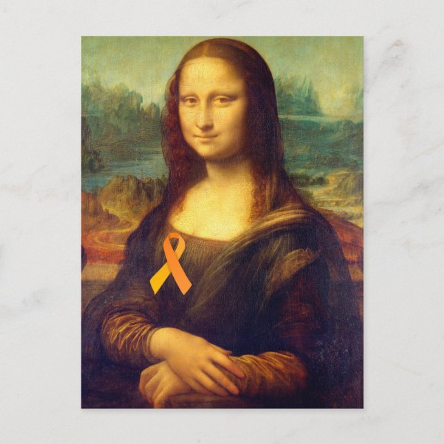 Cartão Postal Mona Lisa Com Fita Laranja (Frente)