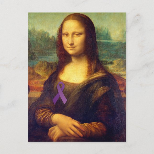 Cartão Postal Mona Lisa Com Fita Roxa (Frente)