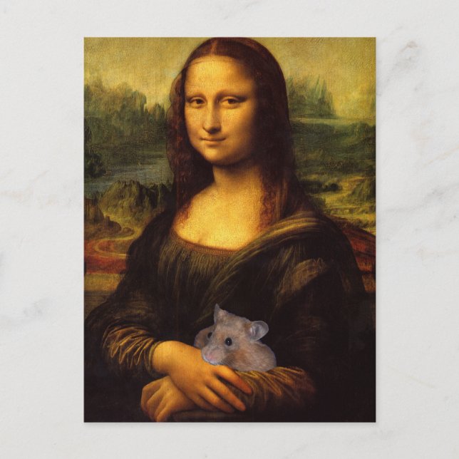 Cartão Postal Mona Lisa Com Hamster (Frente)