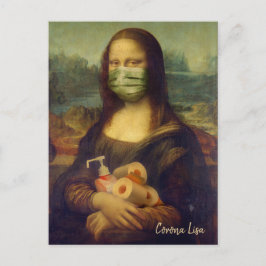 Cartão Postal Mona Lisa Com Máscara, Papel De Banheiro, Sanitiza