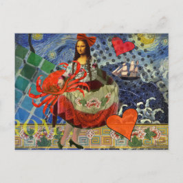 Cartão Postal Mona Lisa Diversão Zodíaco Caprichoso