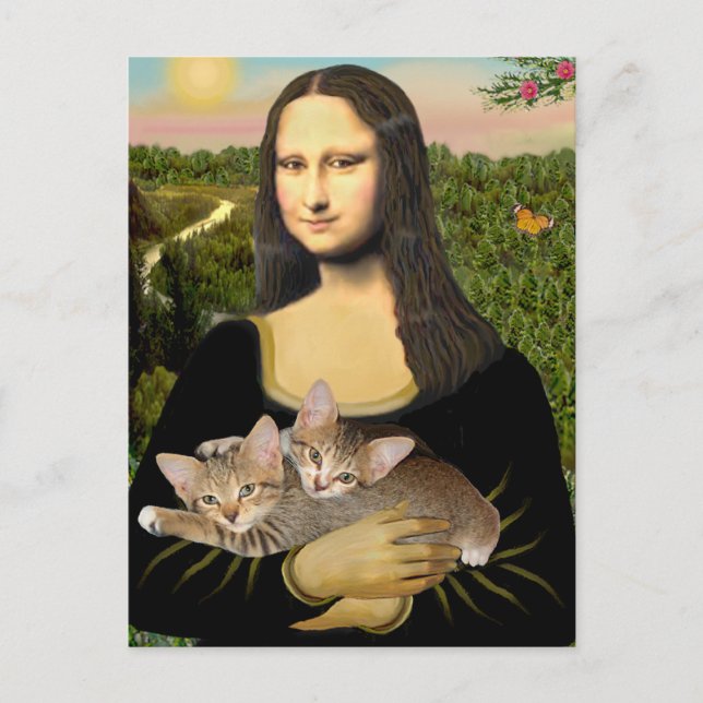 Cartão Postal Mona Lisa - Dois Gatinhos Tabby (Frente)