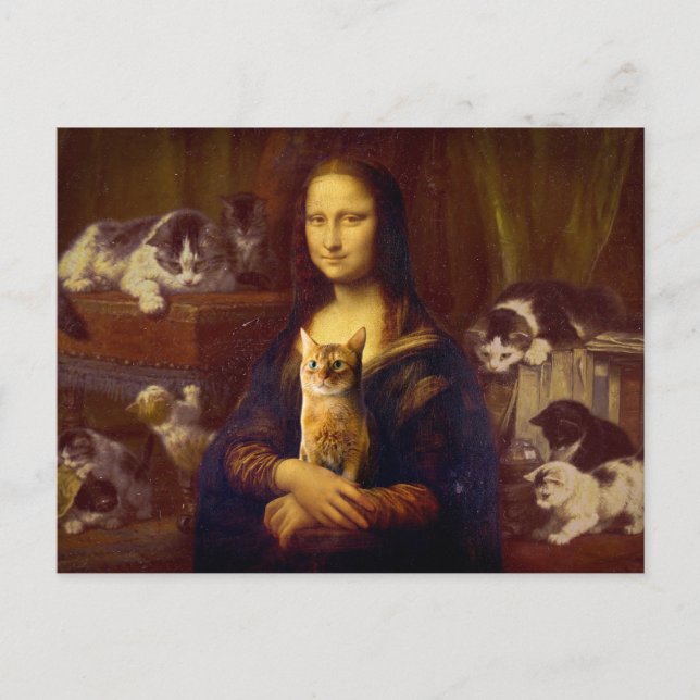 Cartão Postal Mona Lisa e seu gato (Frente)
