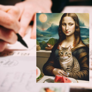 Cartão Postal Mona Lisa e seu gato - Víbos de verão \