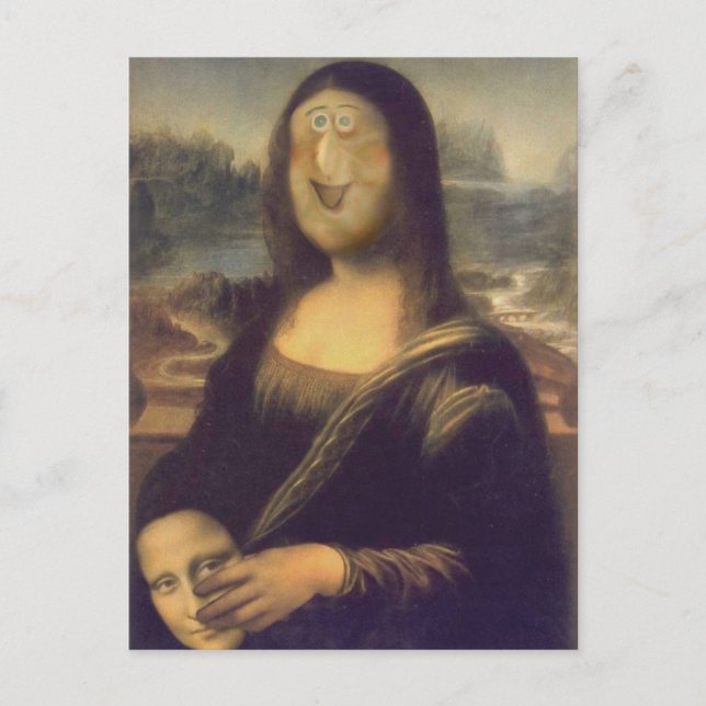 Cartão Postal Mona Lisa Engraçado Face (Frente)