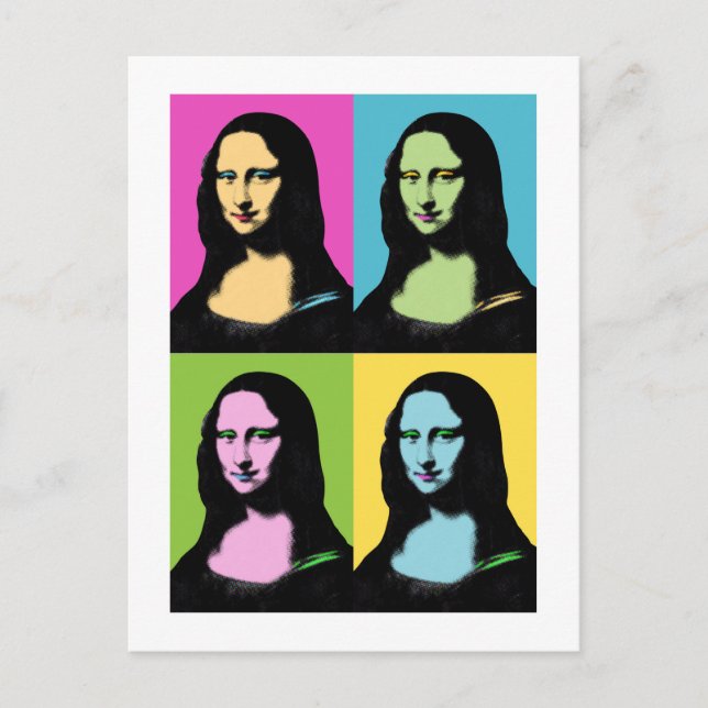 Cartão Postal Mona Lisa - Estilo de Arte Pop (Frente)