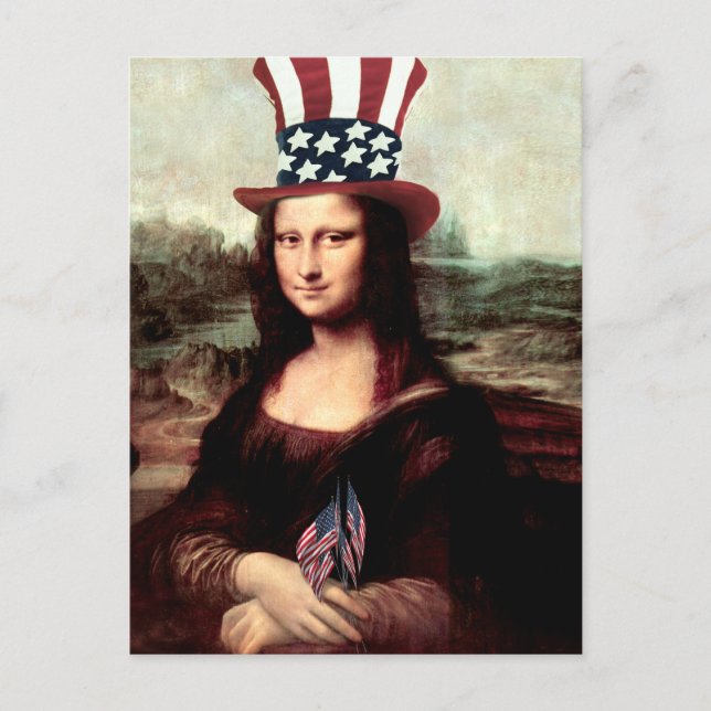 Cartão Postal Mona Lisa EUA Dia da Independência  (Frente)