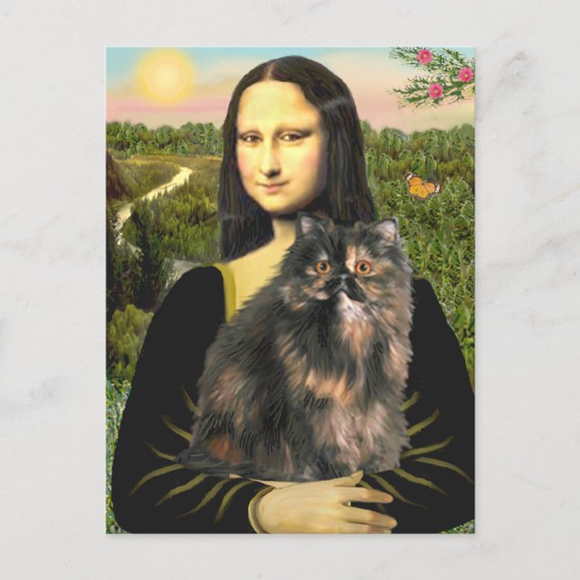 Cartão Postal Mona Lisa - Gato do Calico Persa (Frente)