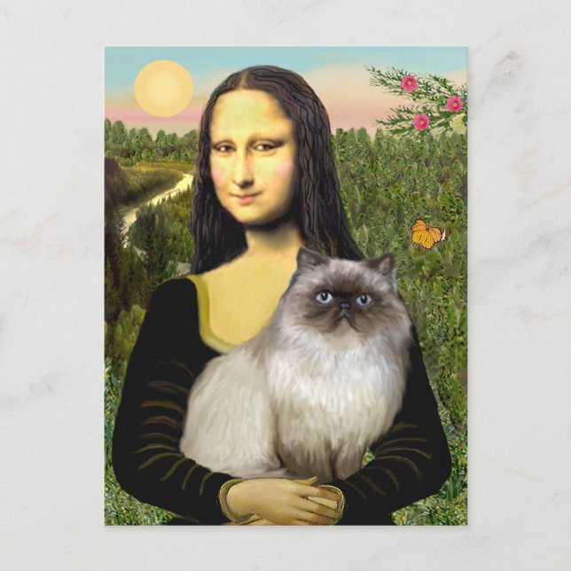 Cartão Postal Mona Lisa - gato himalaio 7 (Frente)