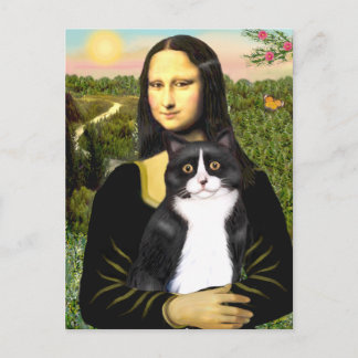 Cartão Postal Mona Lisa - gato preto e branco