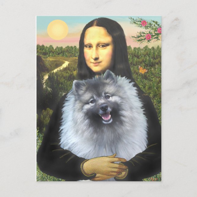 Cartão Postal Mona Lisa - Keeshond (F) (Frente)