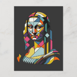 Cartão Postal Mona Lisa Moderna em Estilo de Vitral