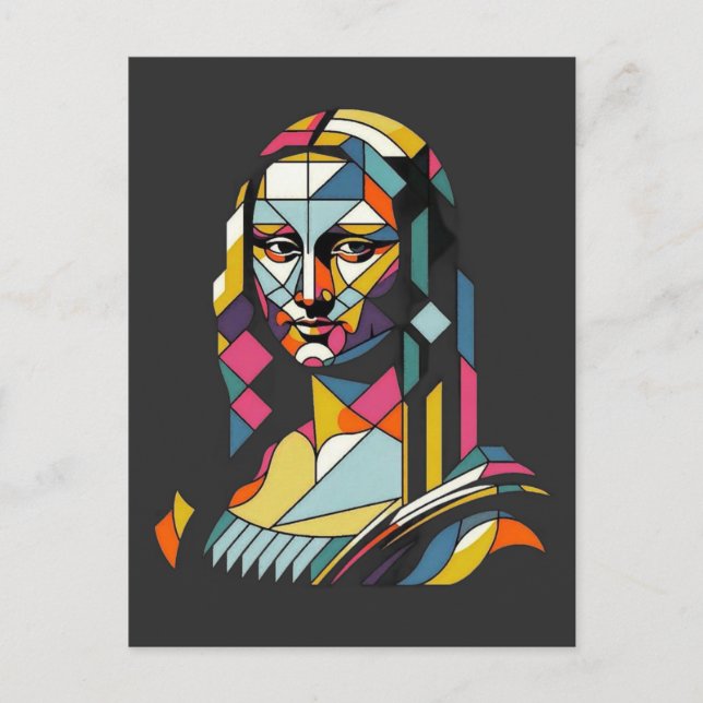 Cartão Postal Mona Lisa Moderna em Estilo de Vitral (Frente)