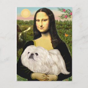 Cartão Postal Mona Lisa - Pequinês Branco (#4)