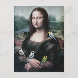 Cartão Postal Mona Lisa & Periquitos