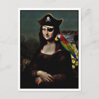 Cartão Postal Mona Lisa Pirata com Curativo no Olho