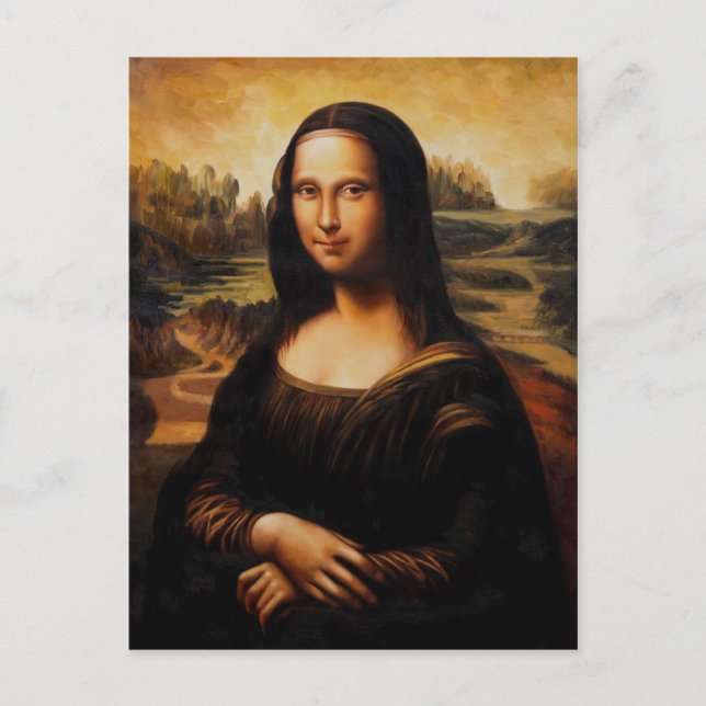 Cartão Postal Mona Lisa por Leonardo Da Vinci (Frente)