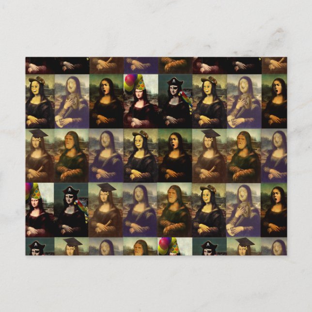 Cartão Postal Mona Lisa Rosto Engraçado (Frente)