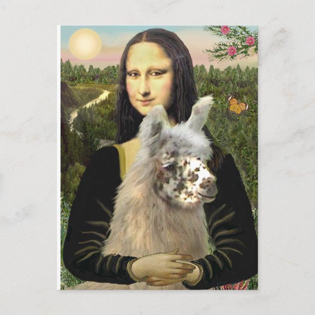 Cartão Postal Mona Lisa & Sua Lhama (Frente)