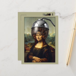 Cartão Postal Mona Lisa Tema Cabeleireiro