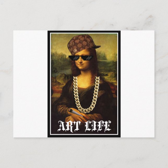 Cartão Postal Mona Lisa Thug Life Art Life (Frente)