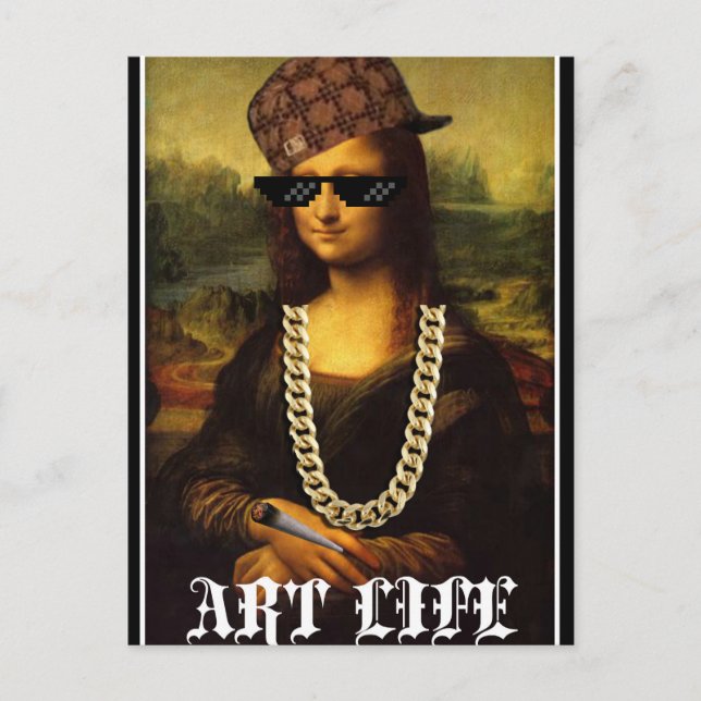 Cartão Postal Mona Lisa Thug Life Art Life (Frente)