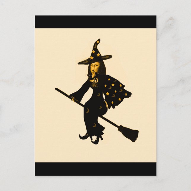 Cartão Postal "Mona Lisa vai para o Halloween Party"* (Frente)