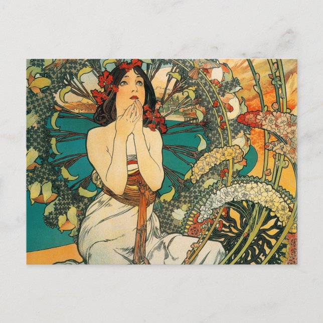 Cartão Postal Mónaco Monte Carlo Alphonse Mucha (Frente)
